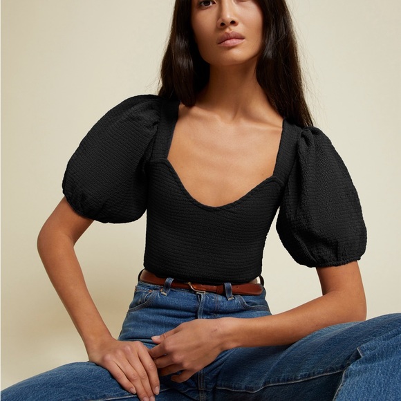 NATION LTD Bianca 80’s Smocked Tee - Picture 1 of 7